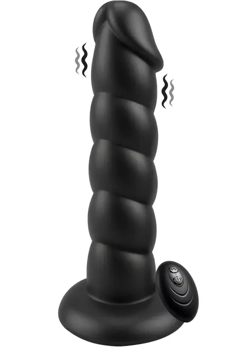 Playhouse Spiral Tease reālistisks vibrējošs dildo ar pulti – silikons – XL – melns