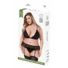 Baci ECO 3-daļīgs apakšveļas komplekts ar krūšturi, zeķturi un biksītēm – melns – Queen Size — Foto 1