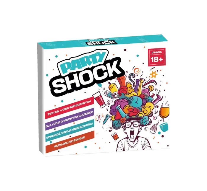 PARTY SHOCK 4-in-1 pieaugušo ballīšu spēļu komplekts