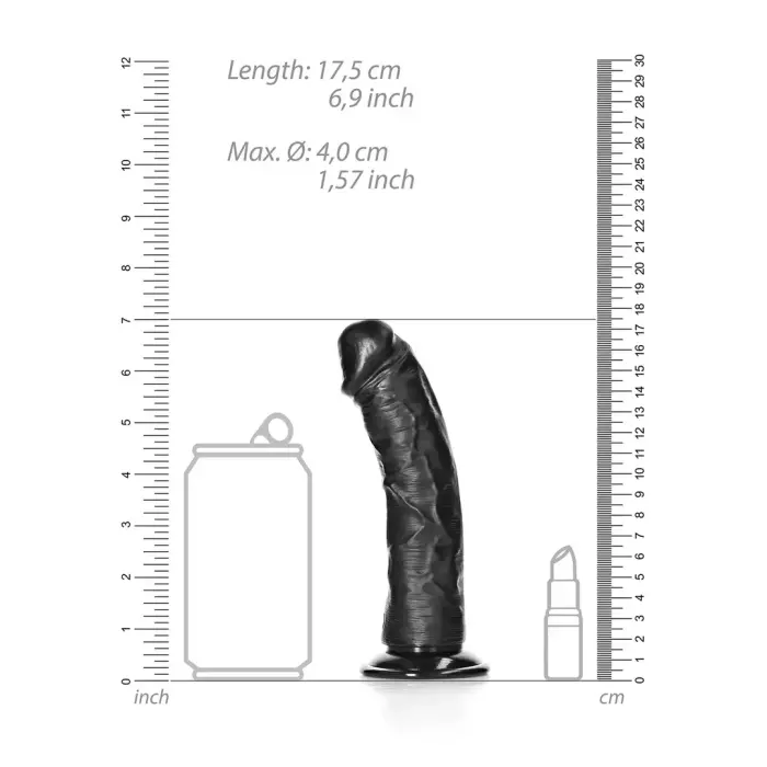 Izliekts reālistisks dildo ar piesūcekni – 15.5 cm (6″) – Melns Foto 5