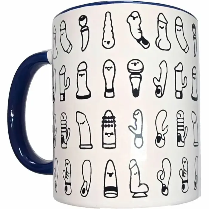Diverty Sex Ceramic Mug 370 ml – white with blue handle