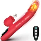 Multifunction Heating Vibrator with Licking and Thrusting – 24 cm – Red — Photo 5