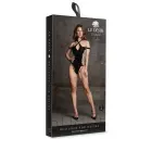 Leda XIII Bodysuit with Crossed Neckline and Off-Shoulder Straps – Black – One Size Photo