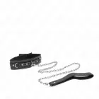 KINK PVC Leather Collar with Rhinestone Rivets 41.5x4cm + Leash 105cm – Black — Photo 3