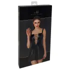 Noir „wetlook“ mini suknelė su suvarstymu – juoda – M — Nuotrauka 1