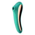 Satisfyer Dual Kiss oro pulso stimuliatorius – 17.8 cm (7″) – žalias — Nuotrauka 1