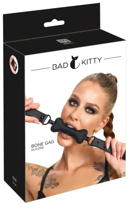 Bad Kitty Silicone Dog Bone Gag – Black