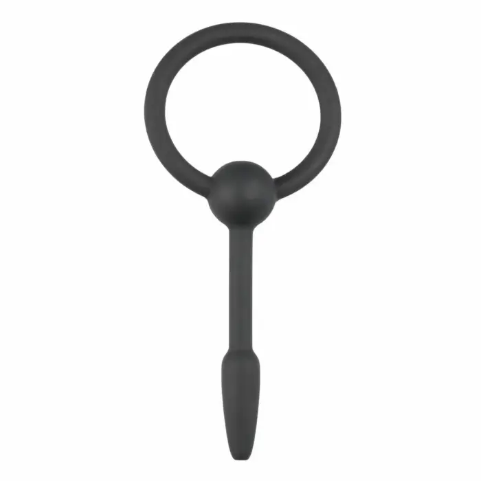 Mister B Silicone Urethral Plug with Pull Ring – Small – Black