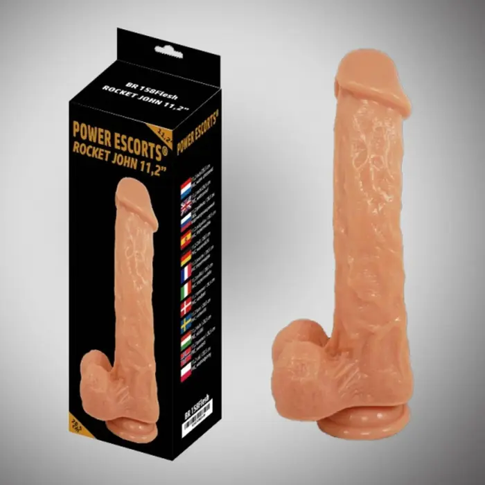 Rocket John Reālistisks dildo ar piesūcekni – 28.5 cm (11.2″) – Miesas krāsa Foto 2