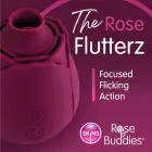 Skins Rose Buddies Flutterz – rožės formos tapšnojantis vibratorius – bordo — Nuotrauka 5