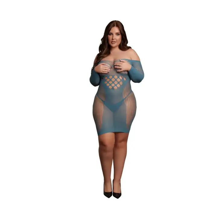 Garām piedurknēm tīkliņa mini kleita – Queen Size Foto 20