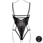 Mežģīņu bodijs ar stīpiņām un atvērta tipa krūšu daļām – melns – One size — Foto 5
