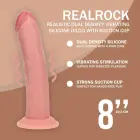 Vive REA219 – dvigubo tankio lenktas vibruojantis dildo su siurbimo taurele – kūno spalvos – 20,3 cm — Nuotrauka 5