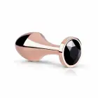 Rosy Gold Nouveau ģeometrisks anālais spraudnis ar melnu kristāla akcentu – 7.5 cm – Rose Gold — Foto 3