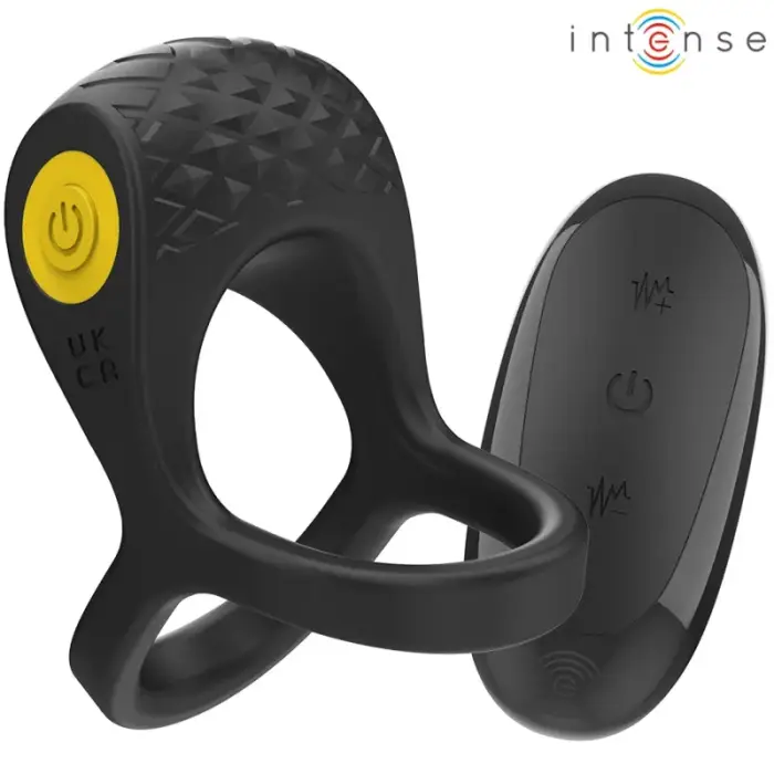 INTENSE Alex Black Dual Vibrating Ring with 10 Modes & Remote Control