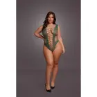 Bodijs ar dziļu V-izgriezumu un necaurspīdīgiem dekoriem – Queen Size Foto 3