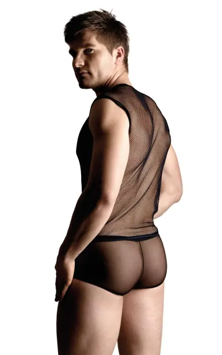 Mesh Set – Shirt and Thong – Black – XL