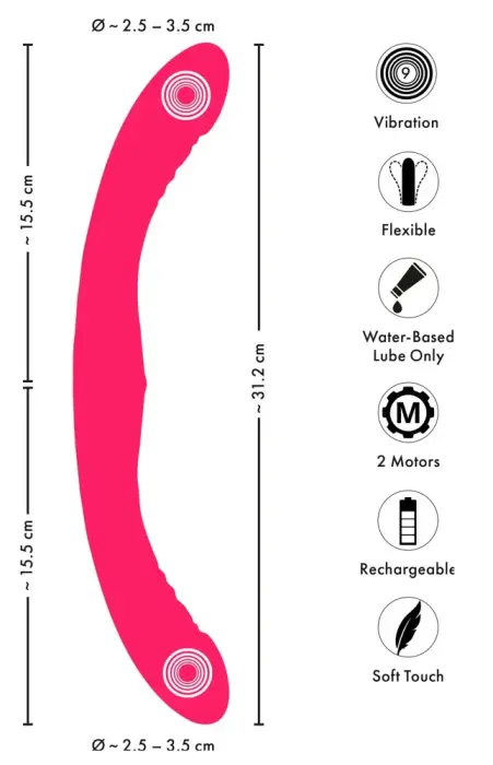 CC двойной вибратор – 31.2 см (12.3″) – розовый Фото num