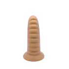Rievots dildo ar piesūcekni – 20 cm (8″) – Miesas krāsa — Foto 7