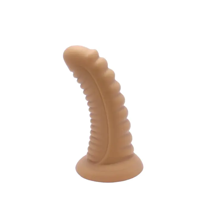 Ребристый дилдо с присоской – 20 cm (8″) – Телесный