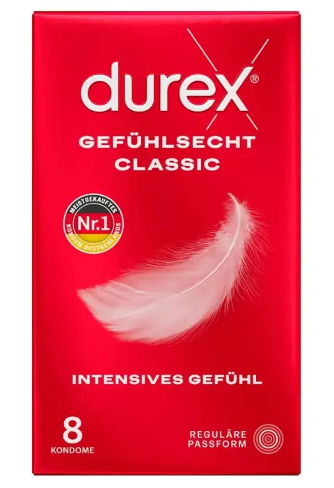 Durex Gefuhlsecht Classic ypač ploni prezervatyvai – 8 vnt.