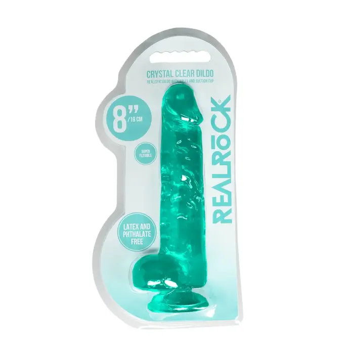 Reālistisks dildo ar sēkliniekiem – 21 cm (8.3″) – Caurspīdīgs