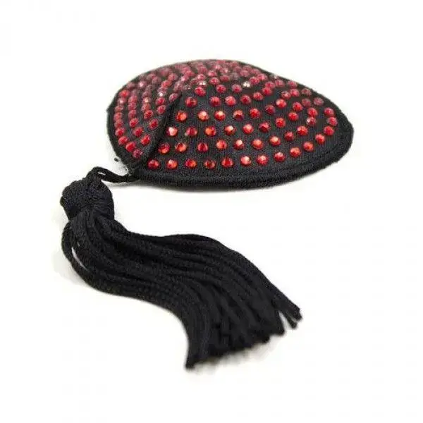 Südamekujulised säravad nibukatted tupsudega – punased Photo