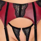 Cottelli LINGERIE 3-daļīgs komplekts ar atvērtu krūšturi, zeķturi un atvērtiem stringiem – sarkans / melns – XL — Foto 5