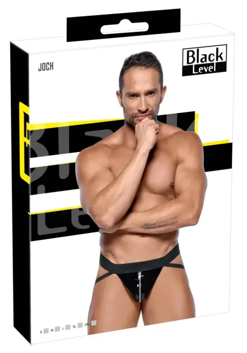 Black Level Vinyl Jockstrap with Zip – Black – 2XL