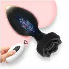Power Escorts Princess Anal Plug with Remote Control and Rose Design – 10 Vibration Modes – 10.3 cm – Black — Photo 2