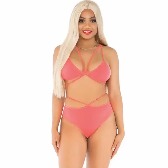 Leg Avenue Bra Top with Strappy Panties Set – One Size