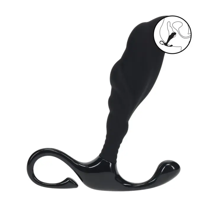 Rippled Prostate Massager with Hard Loop – L – Black