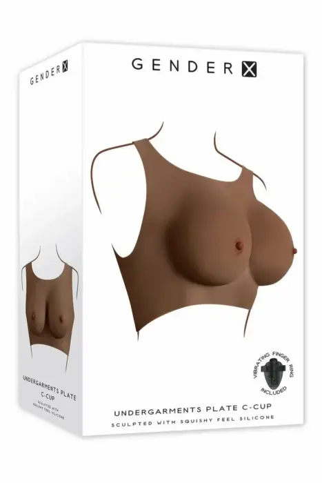 Gender X Undergarments Plate silicone breast vest – C cup – dark skin tone