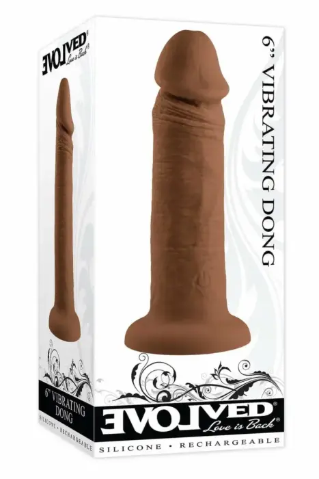 EVOLVED 6 Inch вибрирующий дилдо – тёмный телесный – перезаряжаемый силиконовый – на присоске