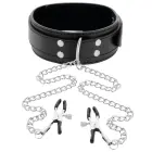 Darkness reguleeritav PVC kaelarihm metallketi ja klambritega – must — Foto 2