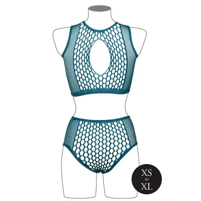 Duo Net комплект бюстгальтера с декоративным вырезом – синий – One Size Фото num