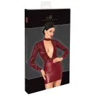 Noir Handmade – two-piece look mini dress with flock powernet top and choker – burgundy – M — Photo 1