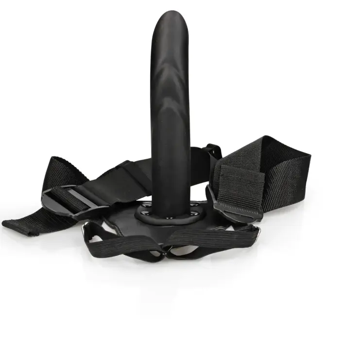 Teksturēts izliekts dobs strap-on komplekts – melns Foto 5