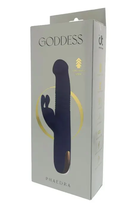 GODDESS PHAEDRA tõukav topeltvibraator – 22.4 cm (8.8″) – tumesinine