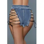 Denim šortsid "Tie Me Up" nöörimisega külgedel – mustad – L Photo