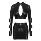 Cottelli PARTY wetlook īsais tops un minisvārki – melns – XL — Foto 7