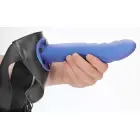 Ouch! Teksturēts izliekts dobs strap-on – metāliski zils – 8 / 20 cm Foto 9