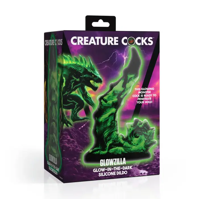 Glowzilla tamsoje šviečiantis dildo – 20 cm (7.8″) – Žalias/Juodas