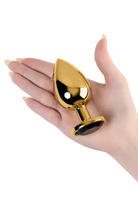 Zelta anālais spraudnis TOYFA Metal ar rozā apaļas formas kristālu – Pink Foto 5