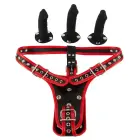 Bad Kitty strap-on diržai su 3 silikoniniais dildo – 14 cm (5.5″) — Nuotrauka 5