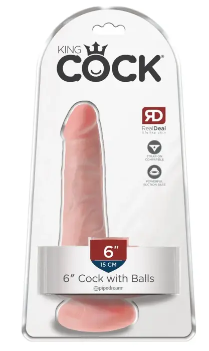 King Cock Realistic Dildo with Balls and Suction Cup – 15.2 cm (6″)