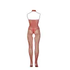 Сетчатое боди с кружевным узором и открытой промежностью – красное – Queen Size — Фото 7
