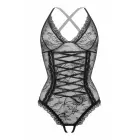 Christine Aphrodite – mežģīņu body ar atvērtu kārklu – melns – L/XL — Foto 3
