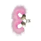 Kajdanki-Śmieszna zabawka-kadanki - Metallic Handcuffs,Feather Cov.. Pink Photo