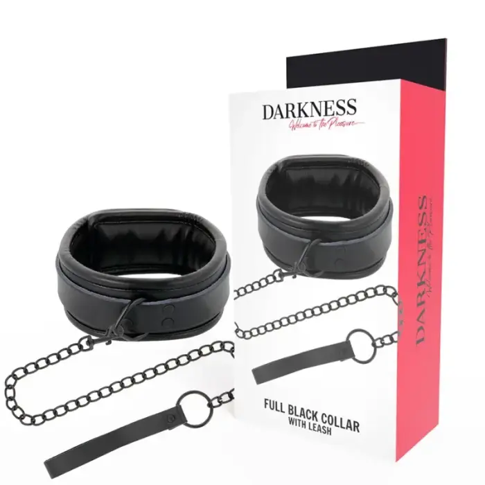 Darkness Black Adjustable Collar with Chain Leash